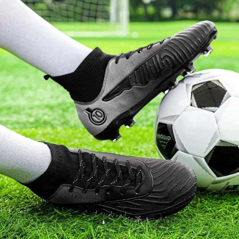 Football Cleats Men Women, Non-Slip High Top Soccer Shoes Lightweight Shock Resistant Training Boots Sneaker Breathable Professional Turf Shoes Sport Athletic Ground Football Boots Soccer Cleats