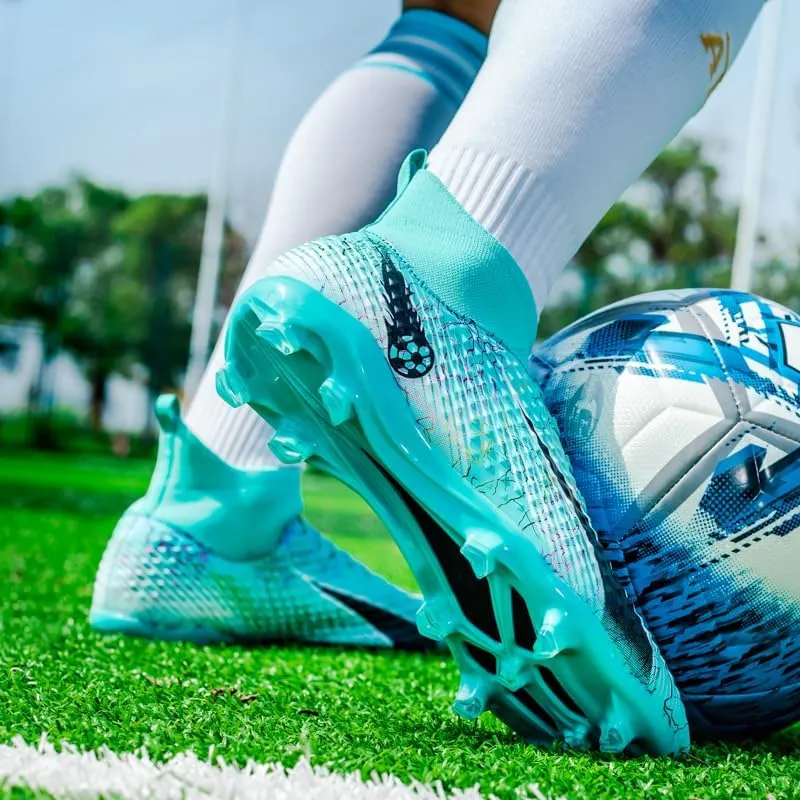 Football Cleats Men Women, Non-Slip High Top Soccer Shoes Lightweight Shock Resistant Training Boots Sneaker Breathable Professional Turf Shoes Sport Athletic Ground Football Boots Soccer Cleats