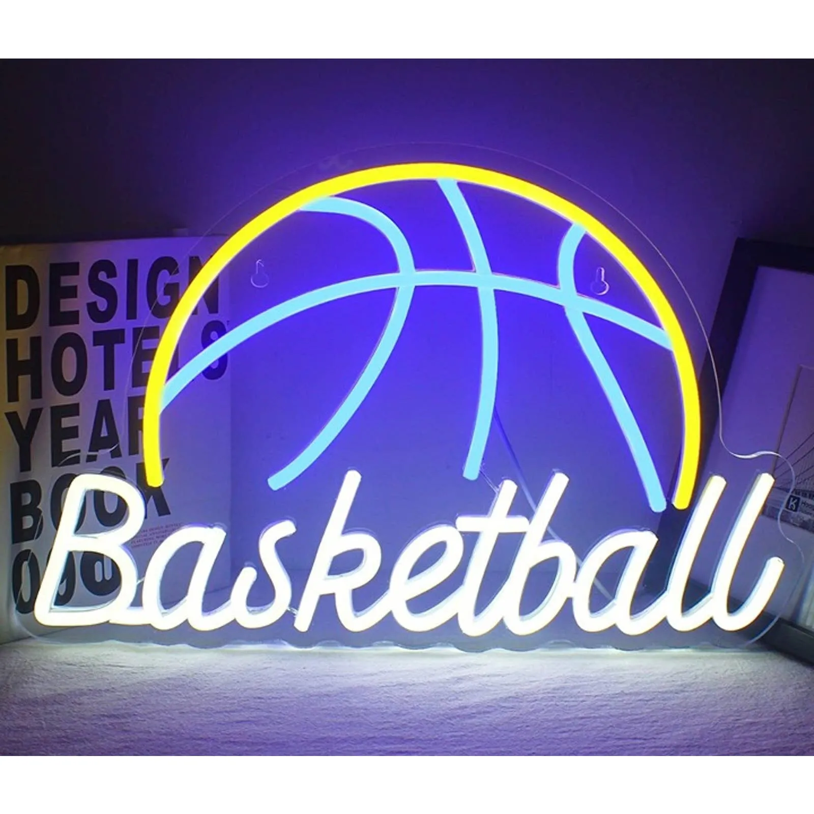 Fun Bright Blue BasketBall LED Night Light NBA Game Room Wall Sport Decor