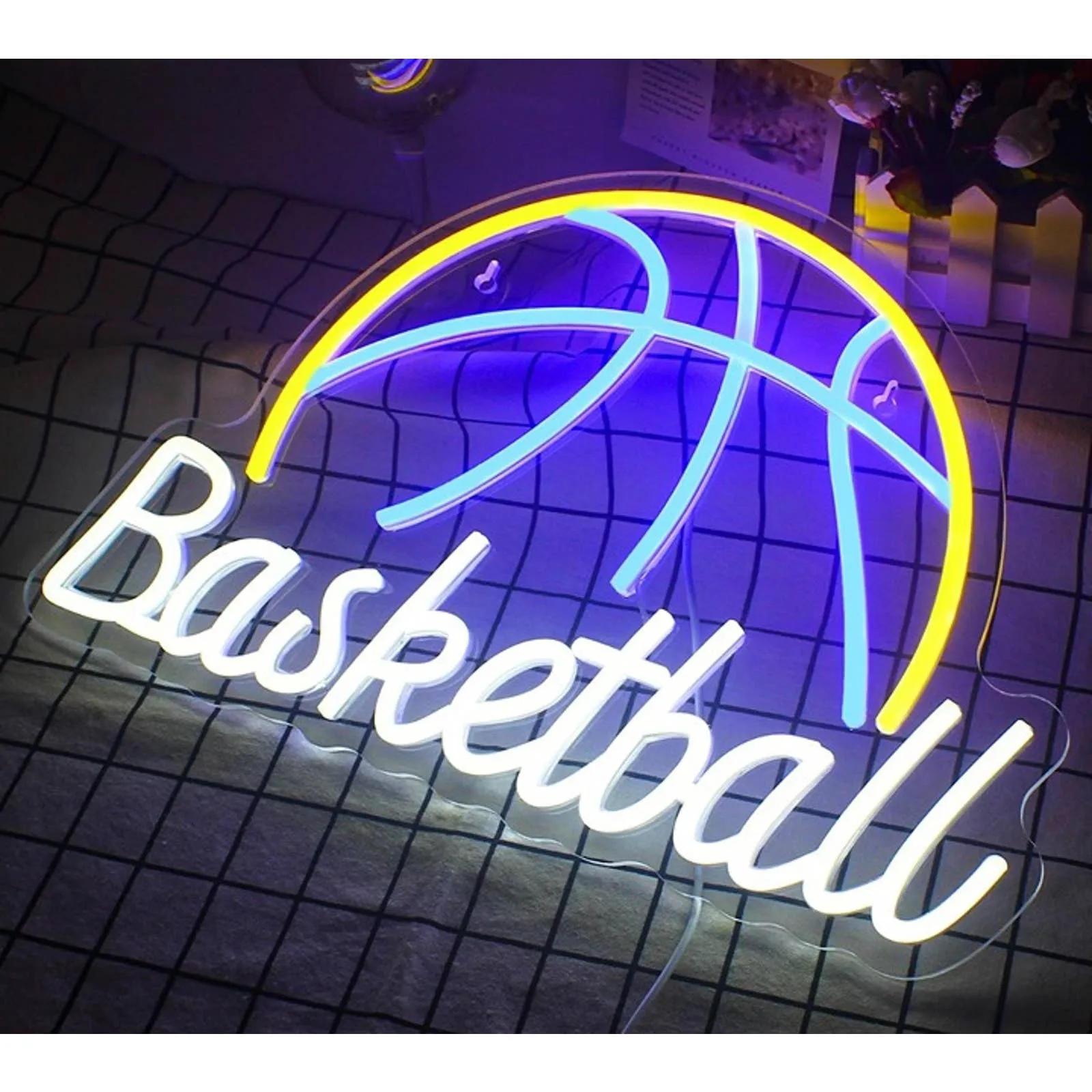 Fun Bright Blue BasketBall LED Night Light NBA Game Room Wall Sport Decor