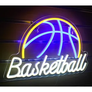 Fun Bright Blue BasketBall LED Night Light NBA Game Room Wall Sport Decor