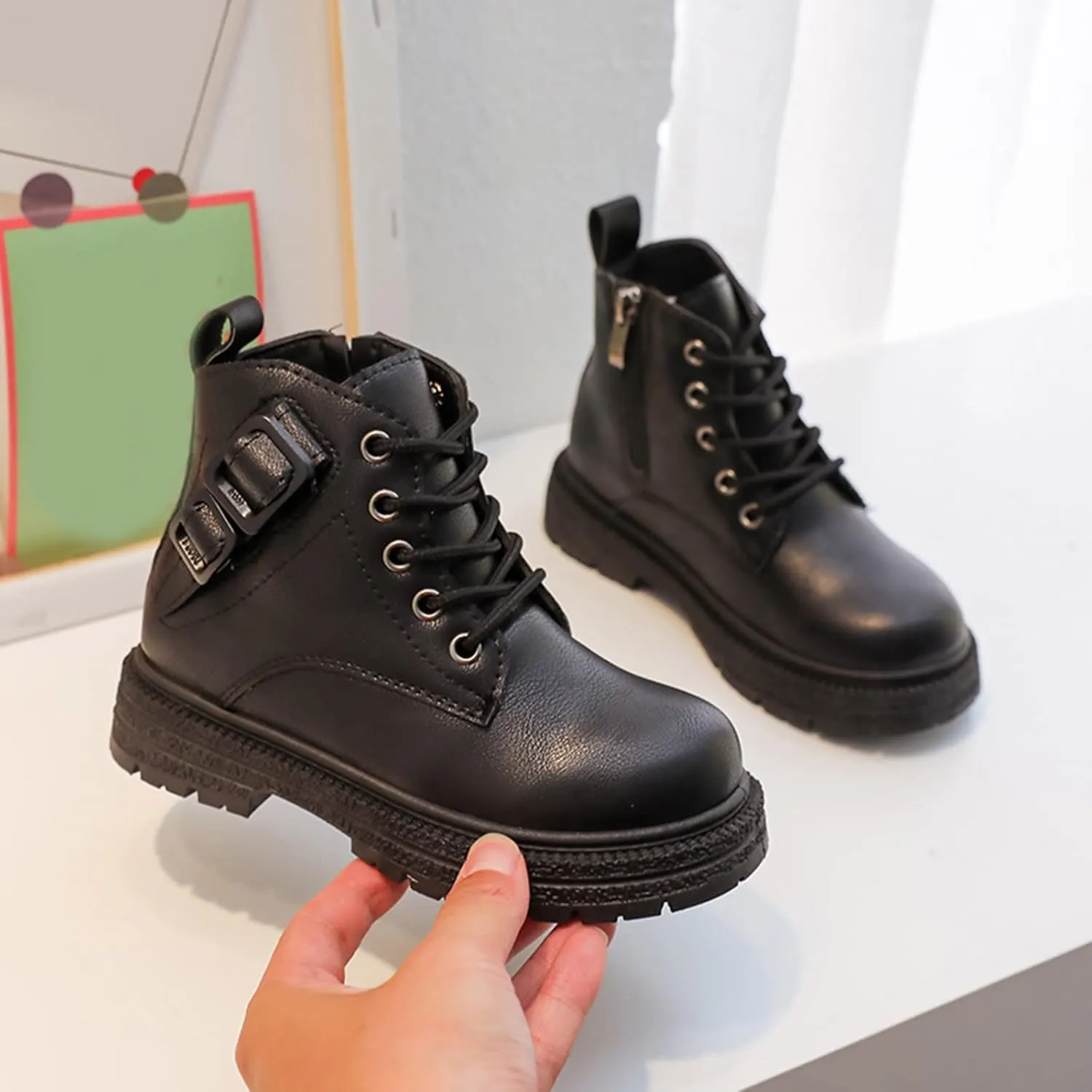 Girls Heeled Shoes Fashion Autumn And Winter Girls Boots Thick Bottom Flat Bottom Round Toe Non Slip Baby Boot