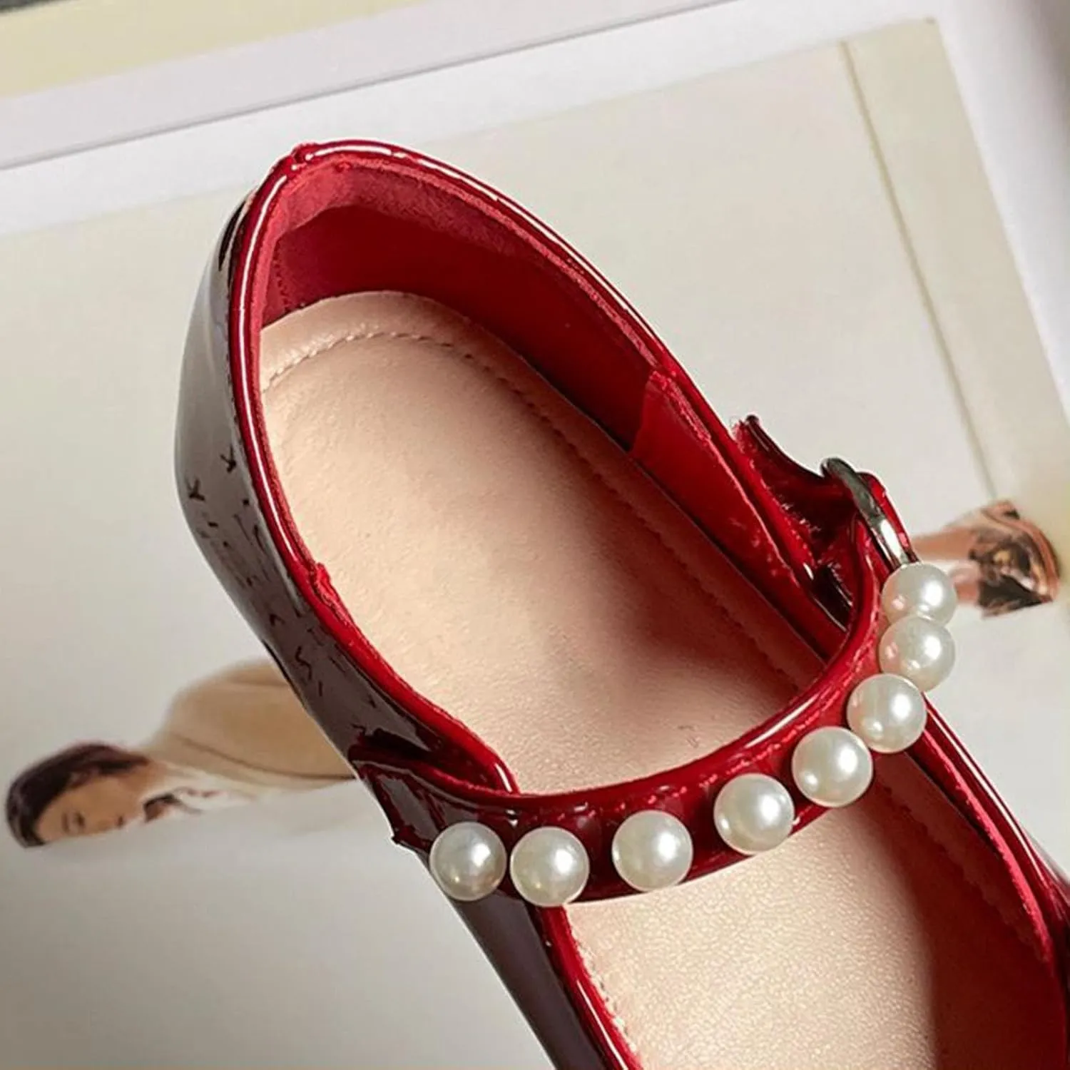 Girls Marry Jane Shoes Kids Flat Sole Faux Leather Dance Shoes Baby Pricess Buckle Comfy Bowknot Dress Shoes