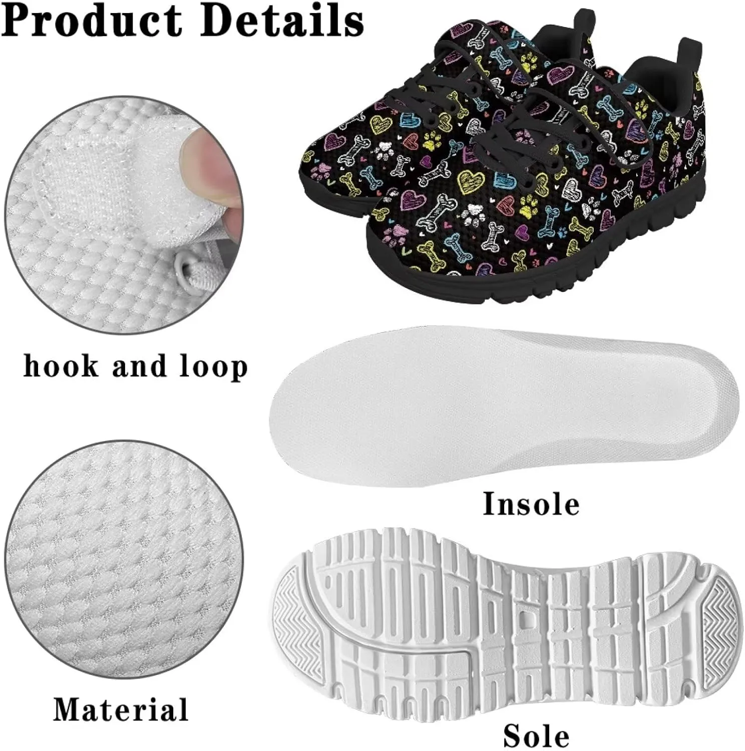 Girls' Running Shoes Mesh Breathable Tennis Shoes for School Cute Kids