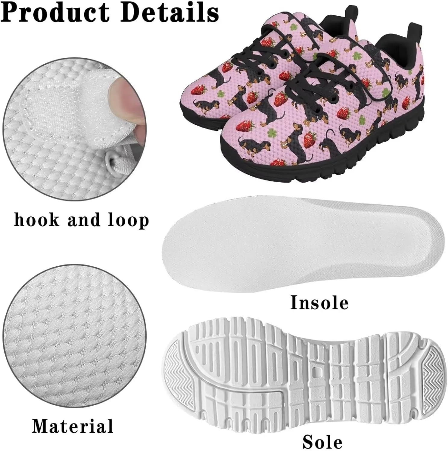 Girls' Running Shoes Mesh Breathable Tennis Shoes for School Cute Kids