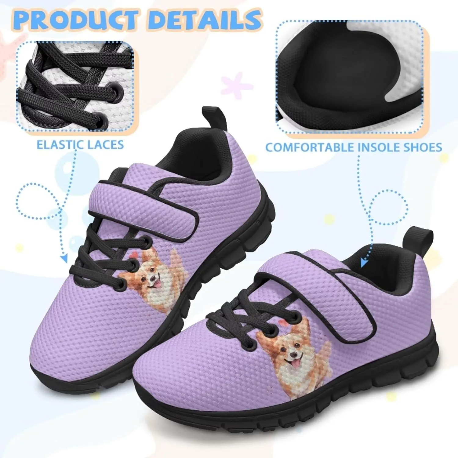 Girls Sneakers Animal Print Non Slip Athletic Shoes Breathable Lightweight Walking Running Shoes for School