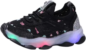 Girls Trainers, Children Kid Baby Girls Butterfly Crystal Led Luminous Sport Run Sneakers Shoes