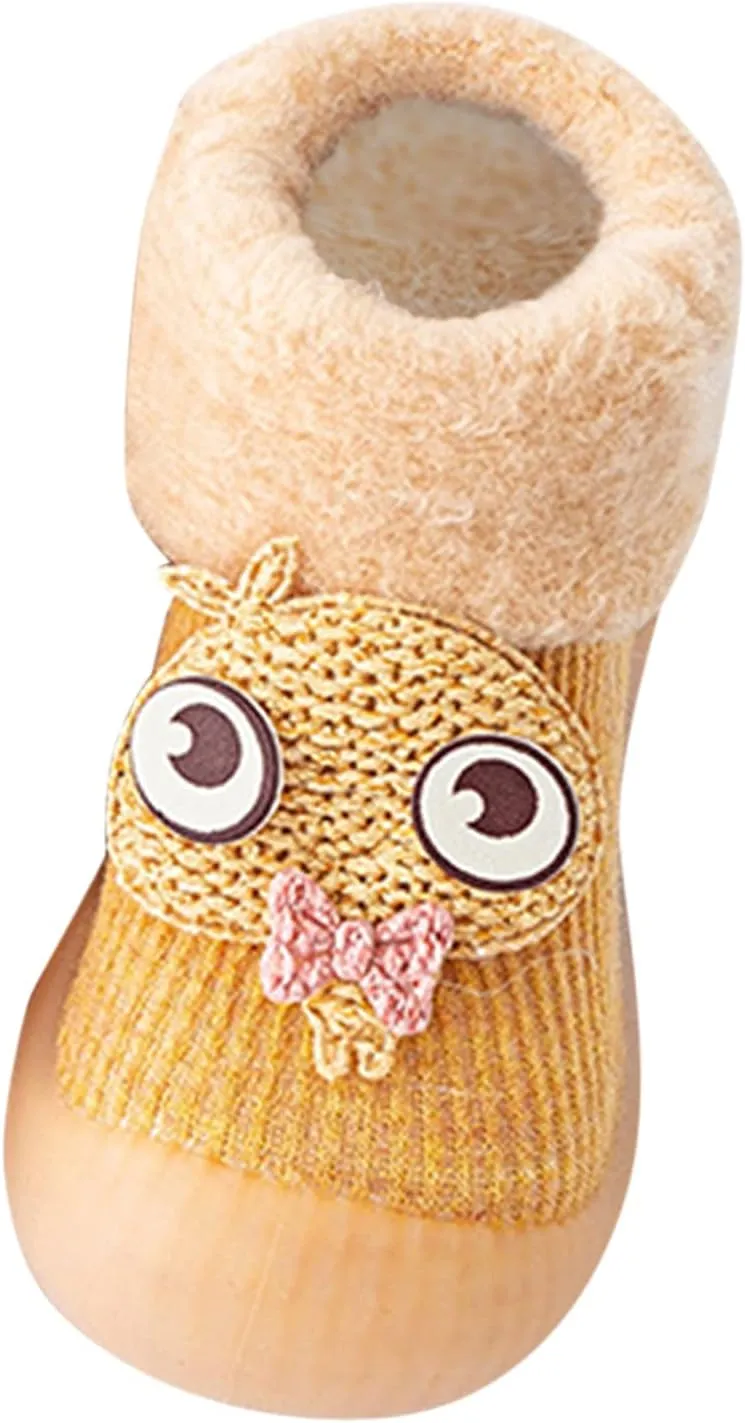 Girls Water Shoes, Kids Toddler Baby Boys Girls Solid Warm Knit Soft Sole Rubber Shoes Socks Slipper Stocking
