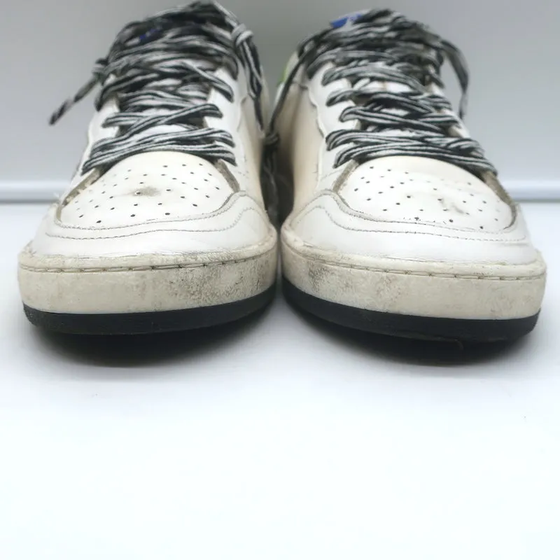 Golden Goose Ball Star Glitter Star Sneakers White & Green Leather Size 38