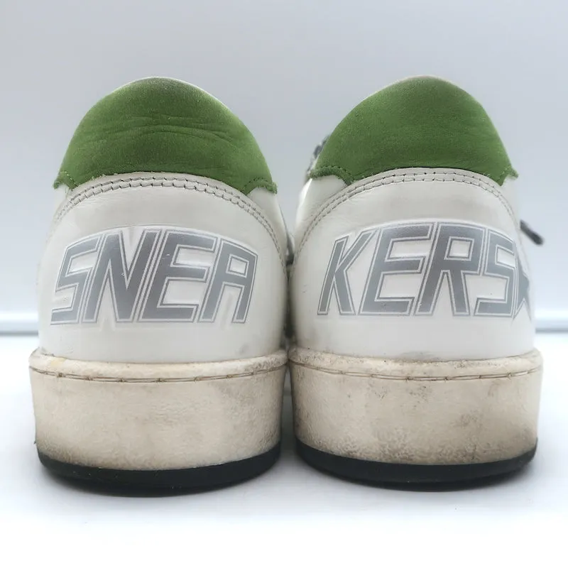 Golden Goose Ball Star Glitter Star Sneakers White & Green Leather Size 38