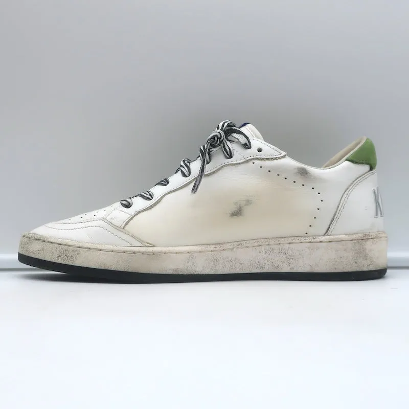 Golden Goose Ball Star Glitter Star Sneakers White & Green Leather Size 38