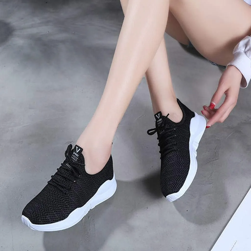 HHmei Women's Summer Casual ShoesLace-Up Breathable Mesh Sport Running Shoes