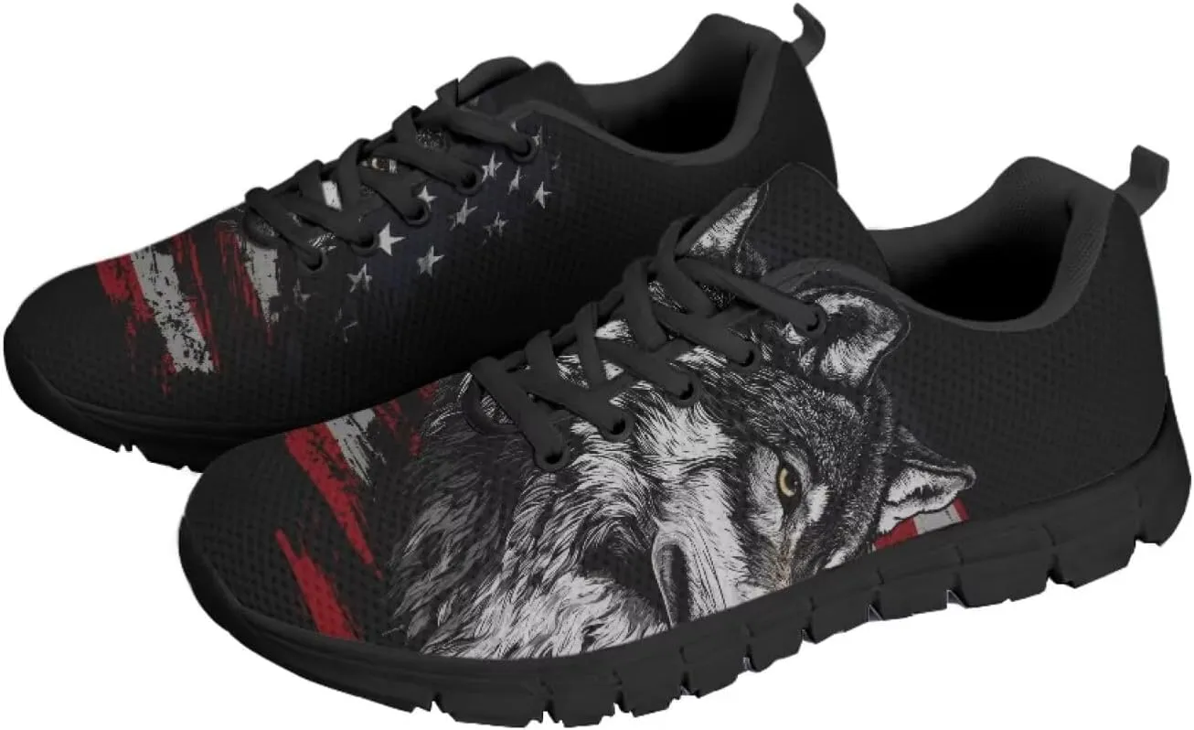 Jeiento Womens Fashion Sneaker American Flag Shoes for Men Women Casual Running Sports Slip On Sneakers Comfort Lace Up Walking Shoes