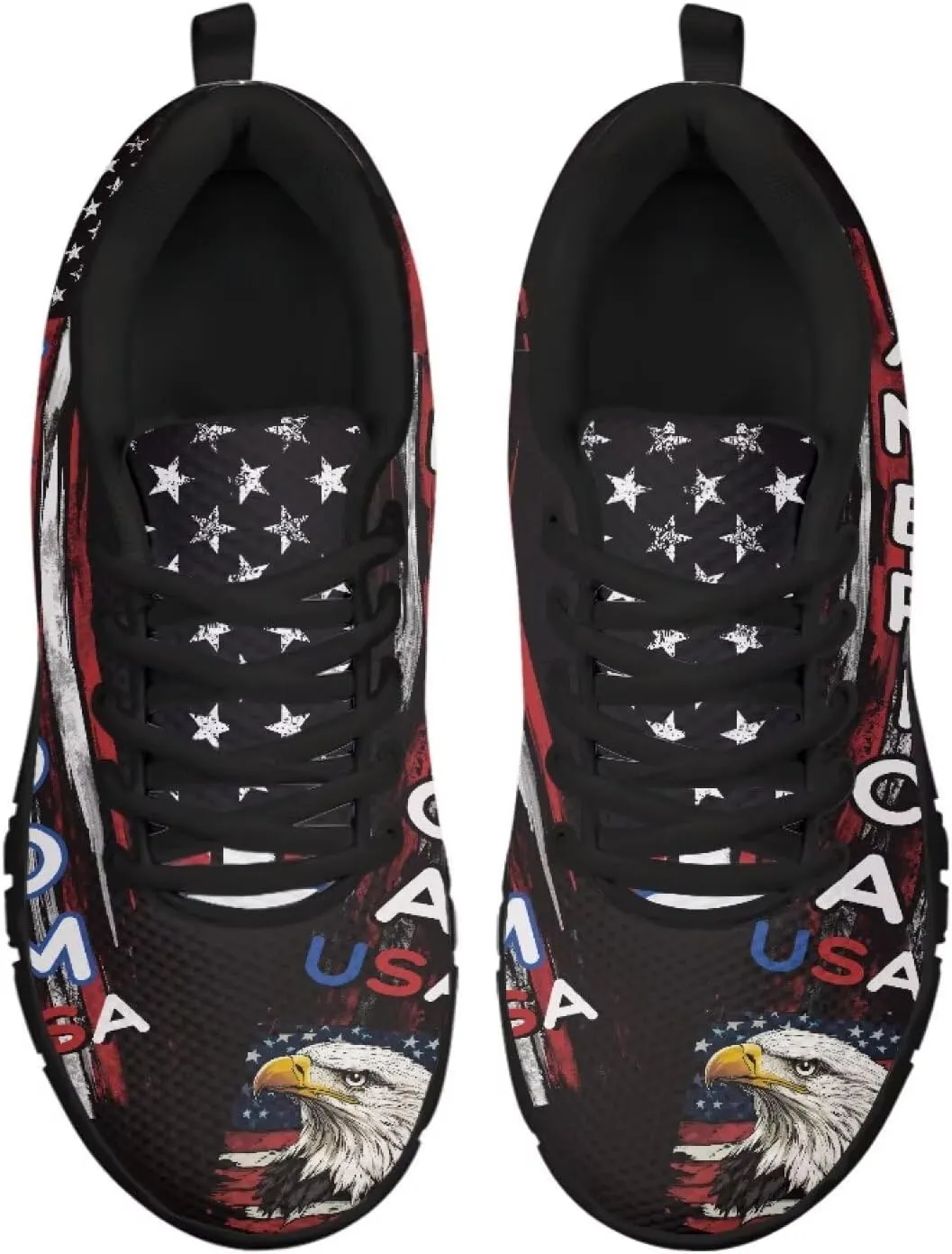 Jeiento Womens Fashion Sneaker American Flag Shoes for Men Women Casual Running Sports Slip On Sneakers Comfort Lace Up Walking Shoes