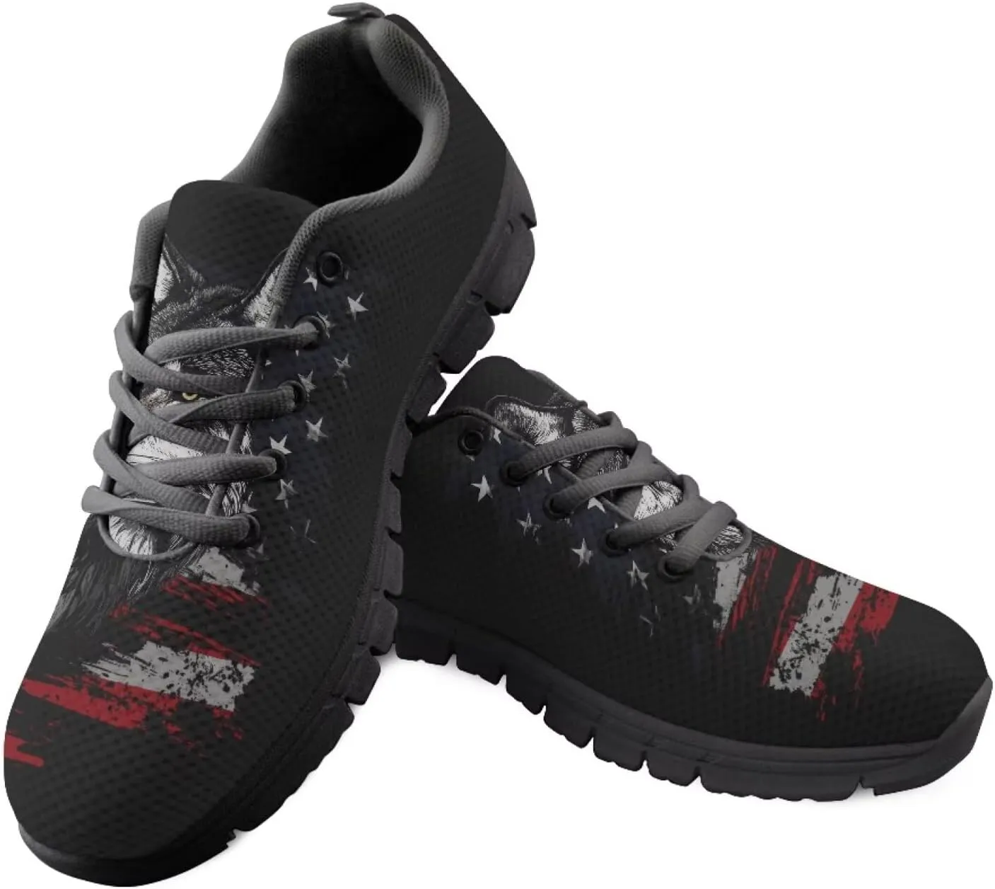 Jeiento Womens Fashion Sneaker American Flag Shoes for Men Women Casual Running Sports Slip On Sneakers Comfort Lace Up Walking Shoes