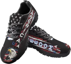 Jeiento Womens Fashion Sneaker American Flag Shoes for Men Women Casual Running Sports Slip On Sneakers Comfort Lace Up Walking Shoes