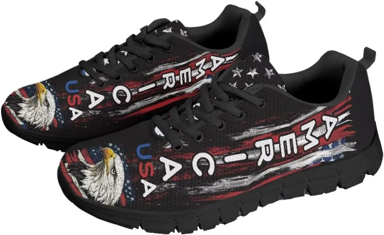 Jeiento Womens Fashion Sneaker American Flag Shoes for Men Women Casual Running Sports Slip On Sneakers Comfort Lace Up Walking Shoes