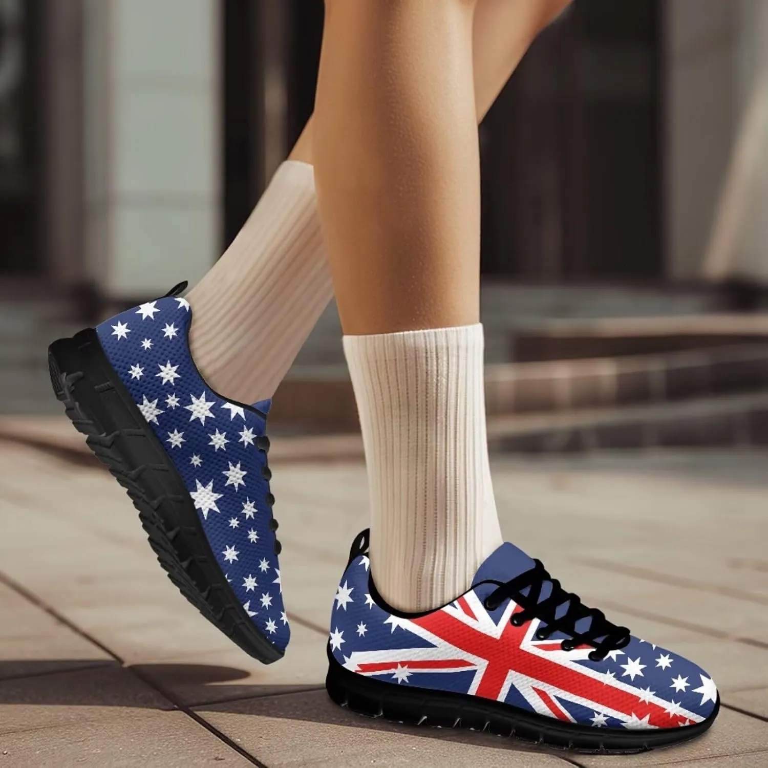 Jeiento Womens Fashion Sneaker American Flag Shoes for Men Women Casual Running Sports Slip On Sneakers Comfort Lace Up Walking Shoes