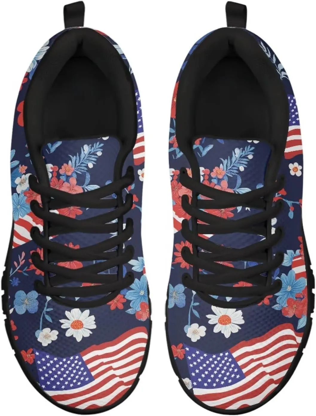 Jeiento Womens Fashion Sneaker American Flag Shoes for Men Women Casual Running Sports Slip On Sneakers Comfort Lace Up Walking Shoes