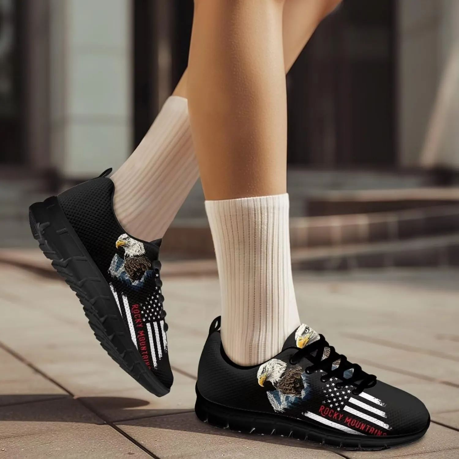 Jeiento Womens Fashion Sneaker American Flag Shoes for Men Women Casual Running Sports Slip On Sneakers Comfort Lace Up Walking Shoes