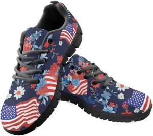 Jeiento Womens Fashion Sneaker American Flag Shoes for Men Women Casual Running Sports Slip On Sneakers Comfort Lace Up Walking Shoes