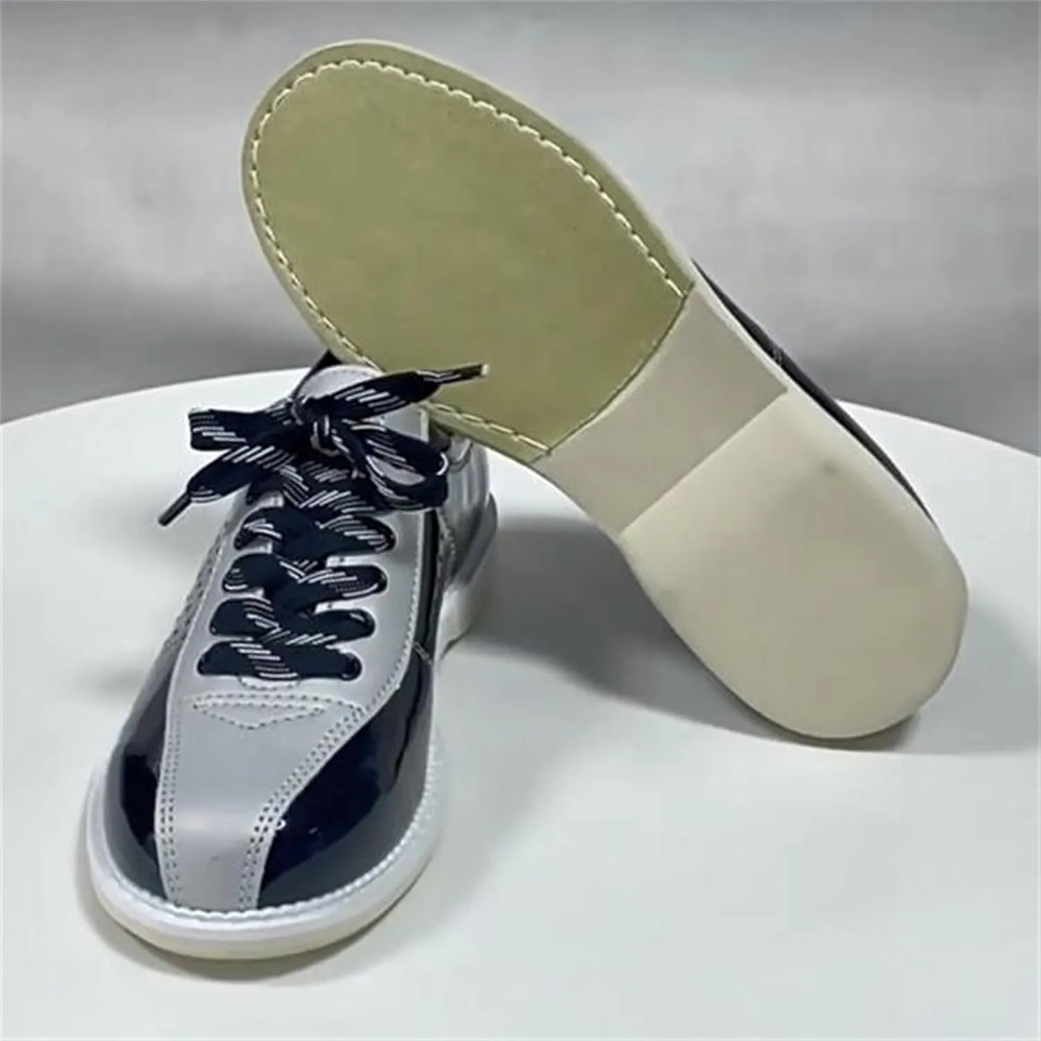 JiuQing Men's Bowling Shoes Beginner Indoor Training Shoes Sliding Sole Low Top Comfortable
