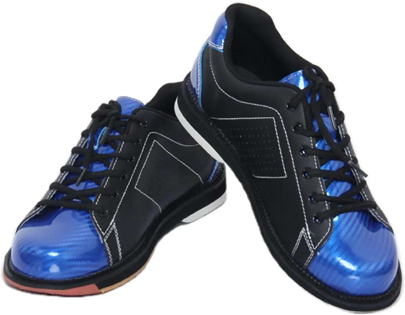 JiuQing Men's Bowling Shoes Leather Lace-Up Beginner Bowling Training Shoes Sliding Sole