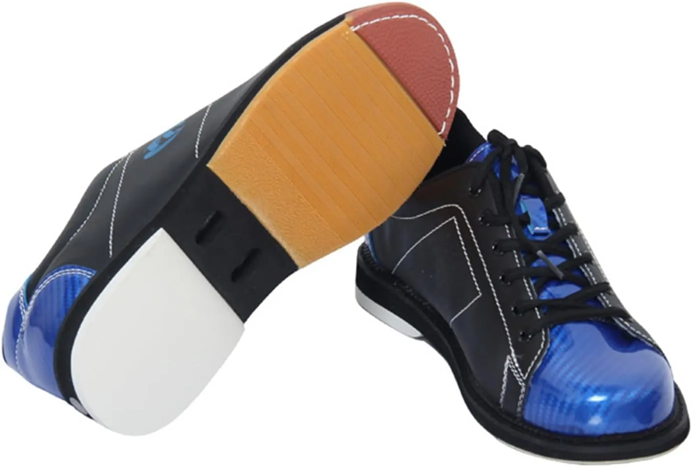 JiuQing Men's Bowling Shoes Leather Lace-Up Beginner Bowling Training Shoes Sliding Sole
