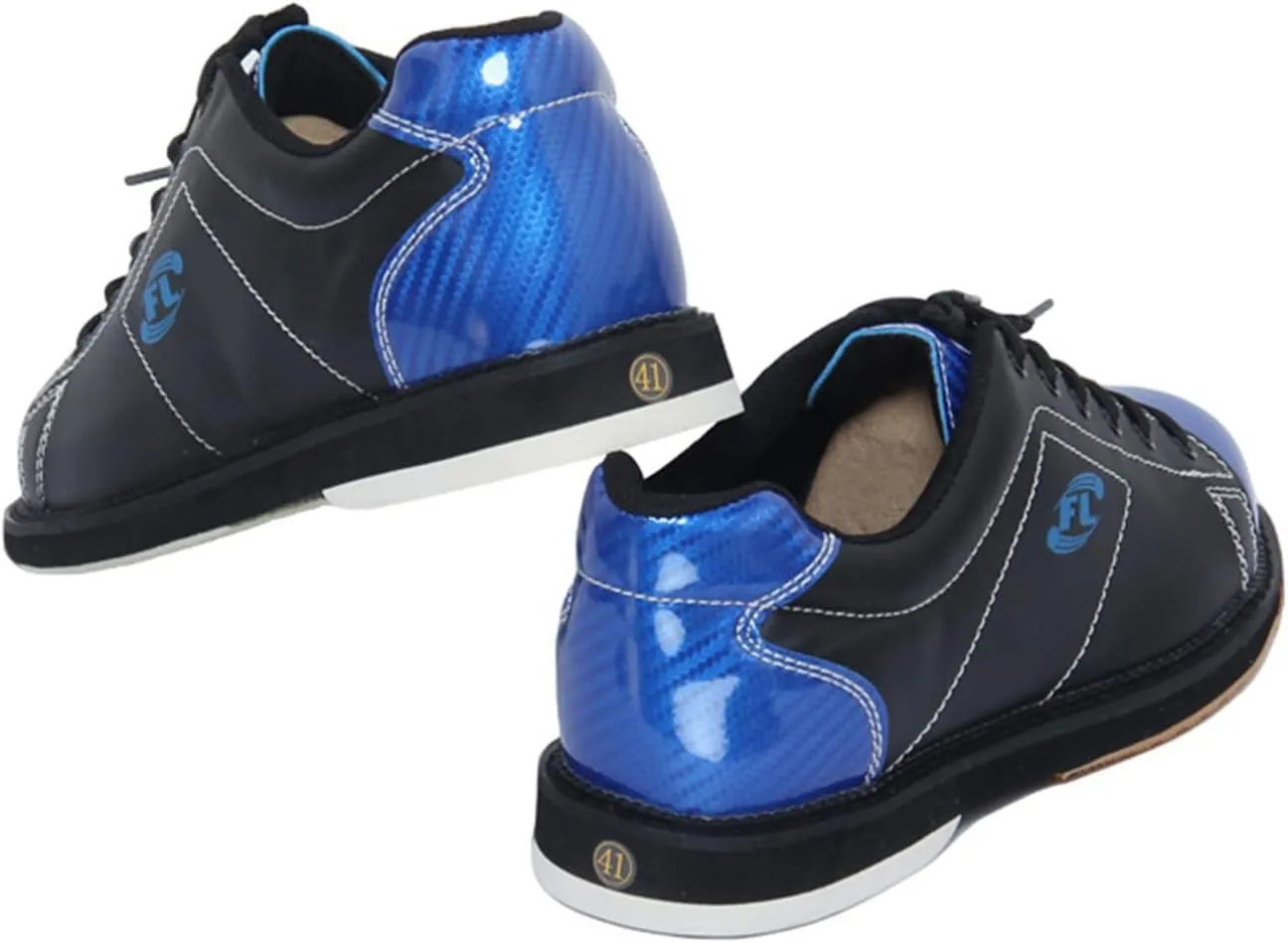 JiuQing Men's Bowling Shoes Leather Lace-Up Beginner Bowling Training Shoes Sliding Sole