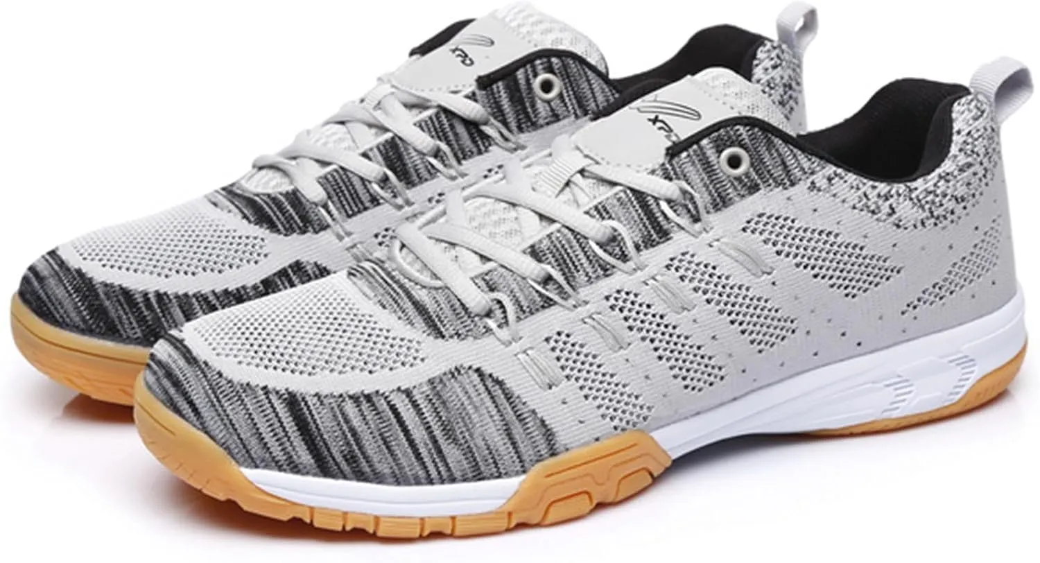 JiuQing Men's Table Tennis Shoes Mesh Indoor Court Training Shoes Non-Slip Breathable Fitness Sneaker