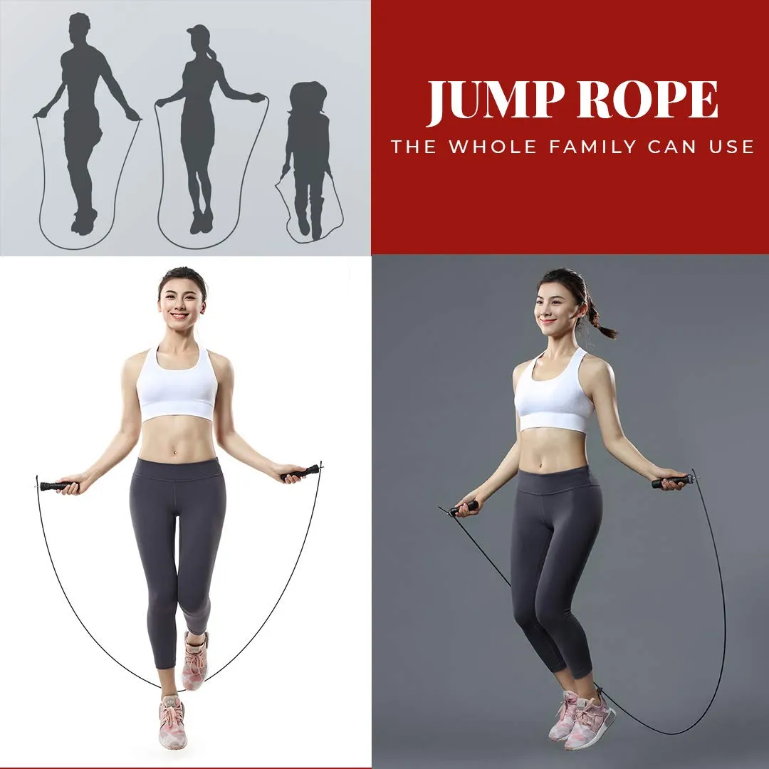 JS-3 Skipping Rope for Unisex Adults | Tangle free Jumping Rope with Adjustable Rope length for Training | Exercise | Weight Loss | Crossfit | Boxing and HIIT Workouts (Colour - Red)