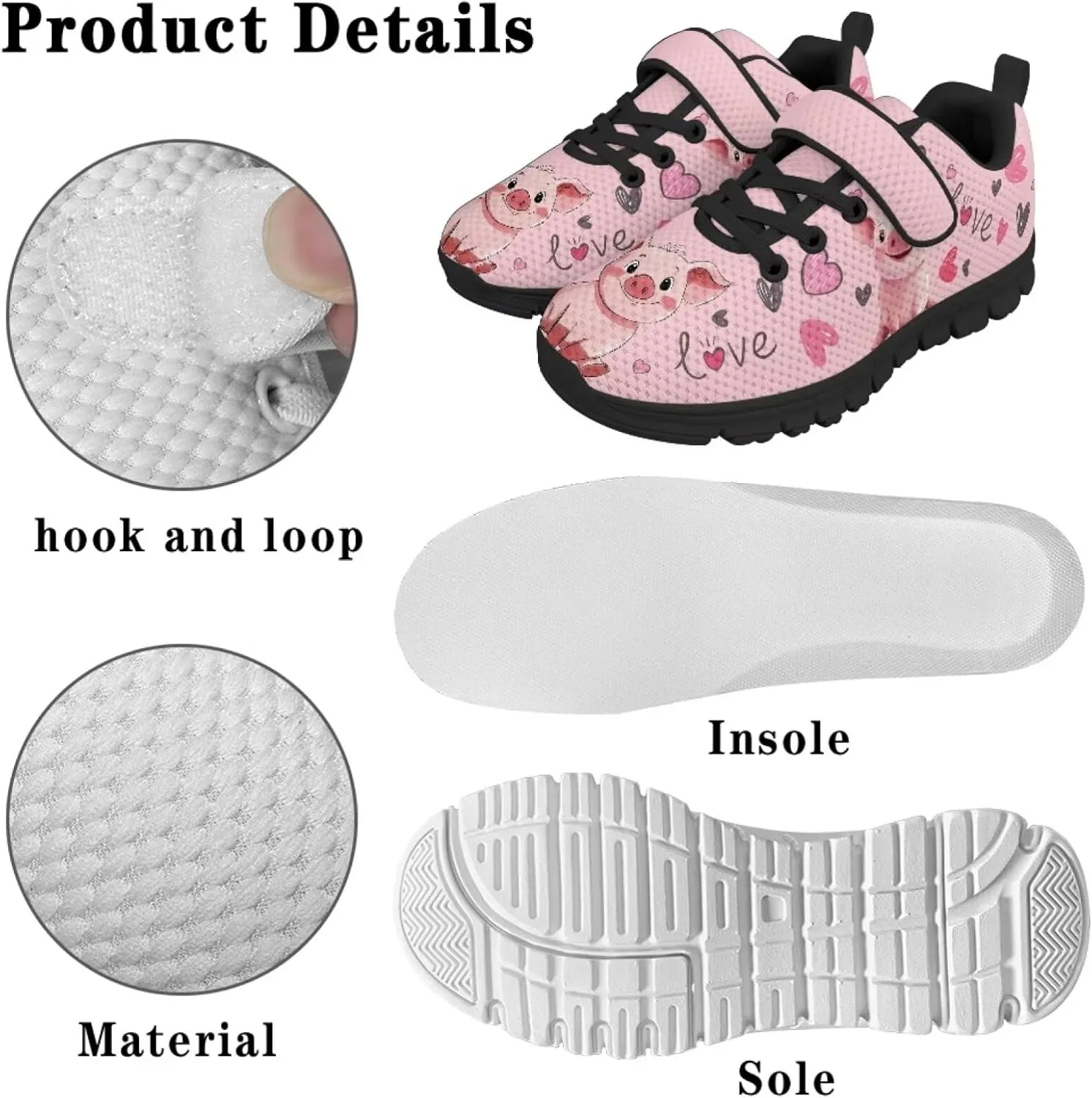 Kids Animal Print Shoes for Girls School Single Buckle Sneakers Breathable Lightweight Walking Running Shoes