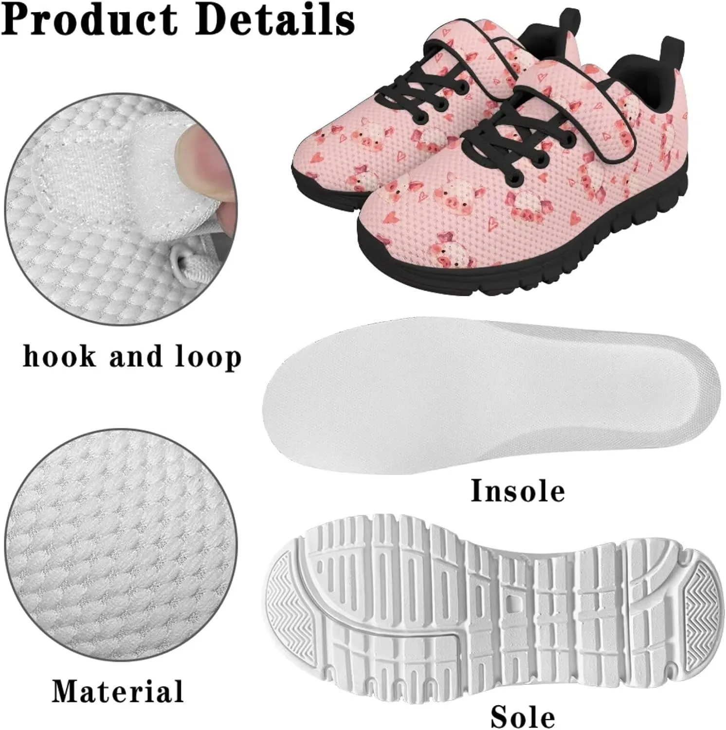 Kids Animal Print Shoes for Girls School Single Buckle Sneakers Breathable Lightweight Walking Running Shoes