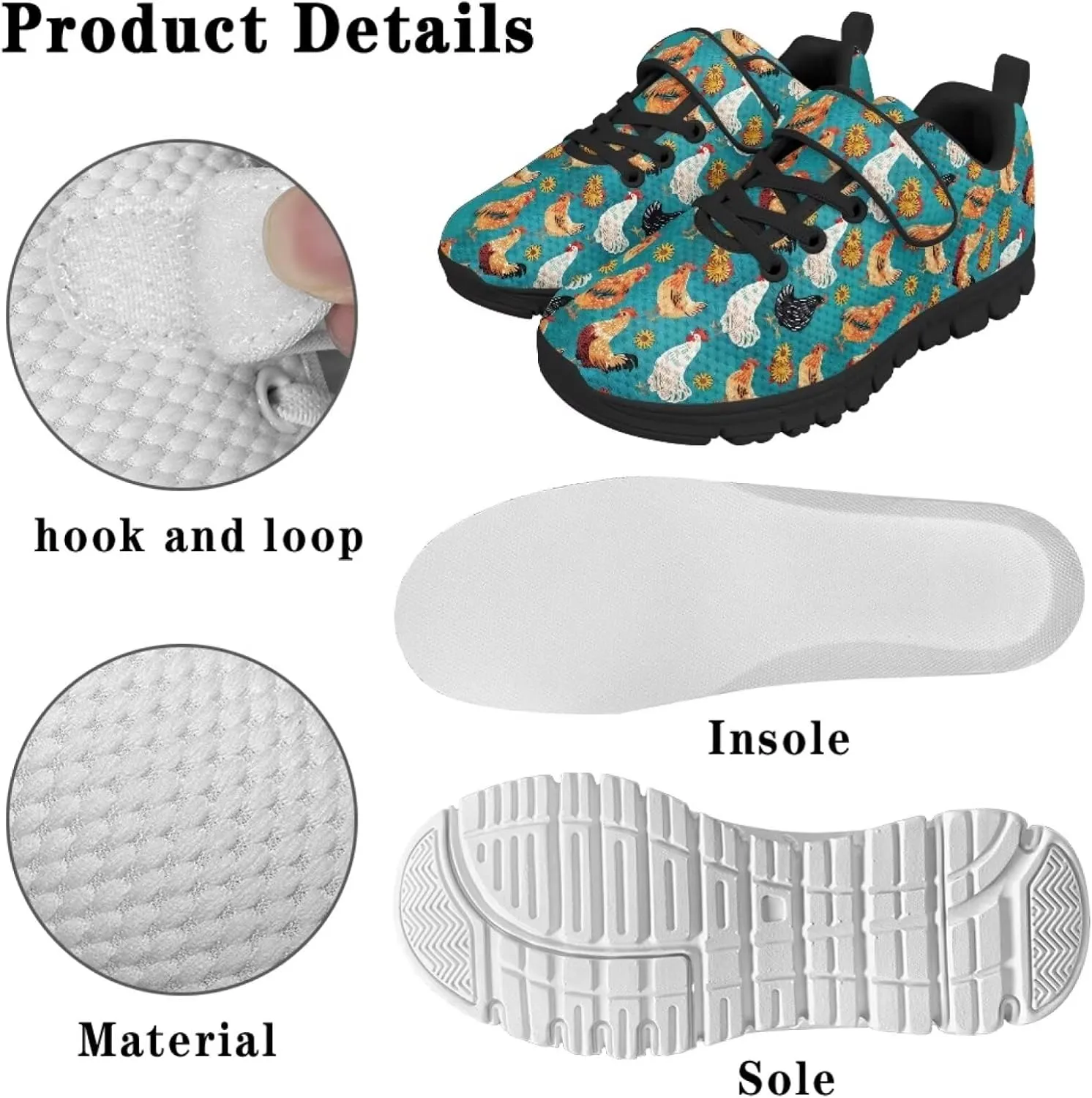 Kids Animal Print Shoes for Girls School Single Buckle Sneakers Breathable Lightweight Walking Running Shoes