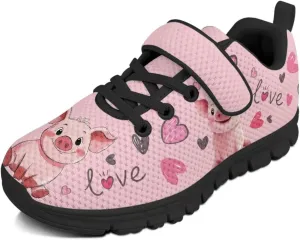 Kids Animal Print Shoes for Girls School Single Buckle Sneakers Breathable Lightweight Walking Running Shoes