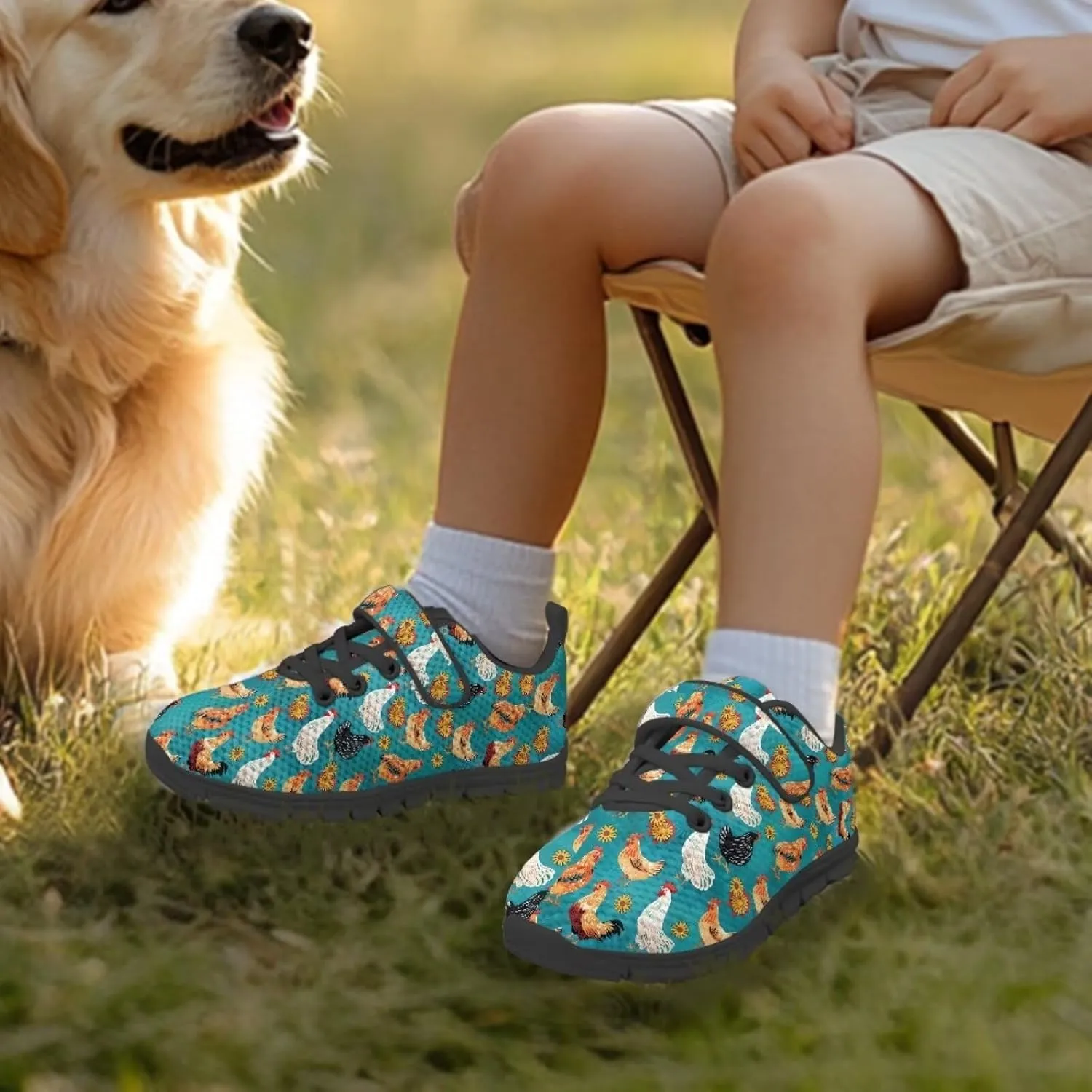Kids Animal Print Shoes for Girls School Single Buckle Sneakers Breathable Lightweight Walking Running Shoes