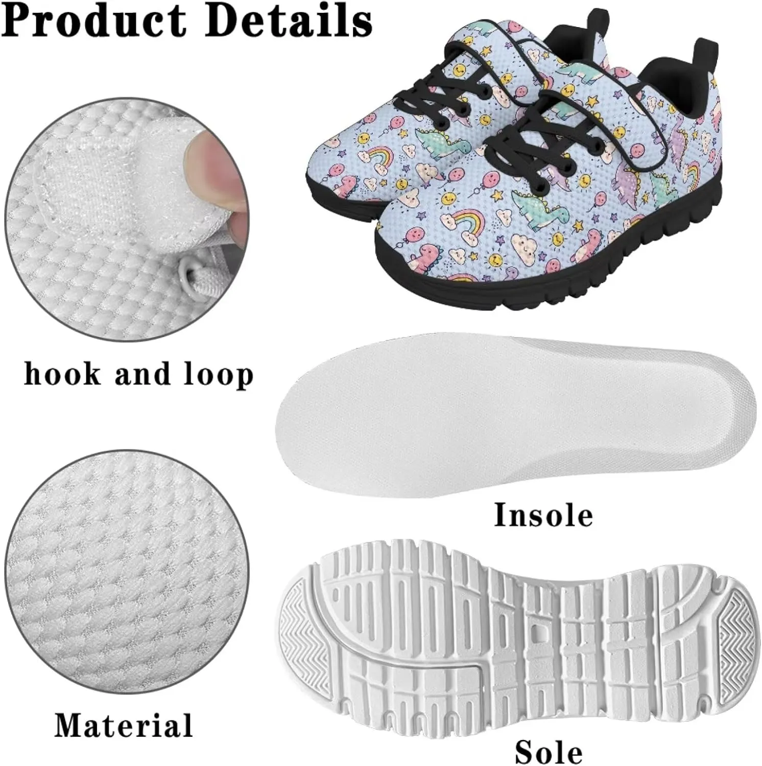 Kids Animal Print Shoes for Girls School Single Buckle Sneakers Breathable Lightweight Walking Running Shoes