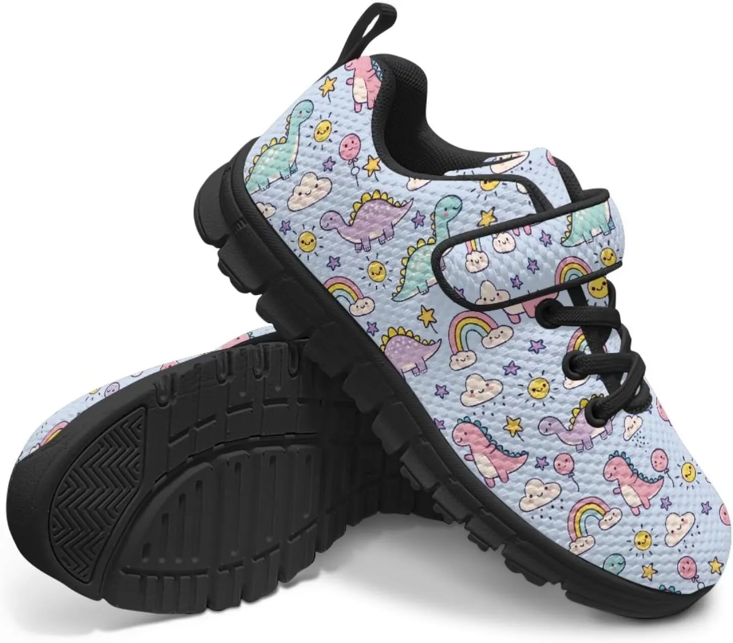 Kids Animal Print Shoes for Girls School Single Buckle Sneakers Breathable Lightweight Walking Running Shoes