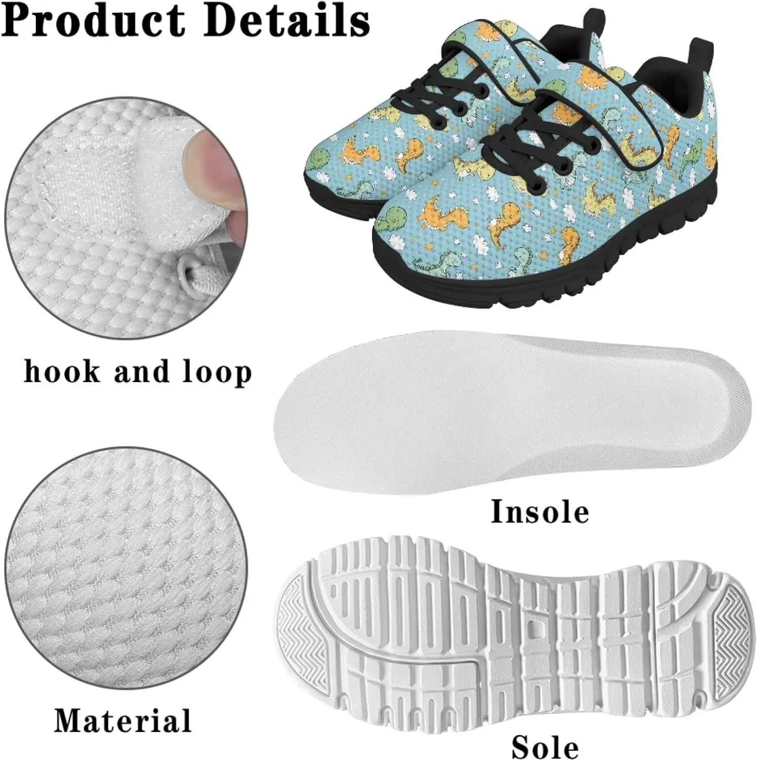 Kids Animal Print Shoes for Girls School Single Buckle Sneakers Breathable Lightweight Walking Running Shoes