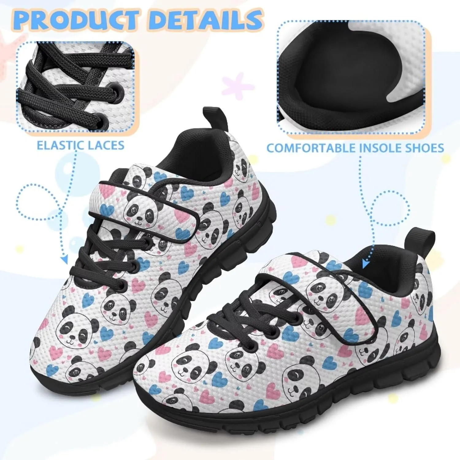 Kids Animal Print Shoes for Girls School Single Buckle Sneakers Breathable Lightweight Walking Running Shoes