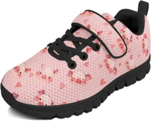 Kids Animal Print Shoes for Girls School Single Buckle Sneakers Breathable Lightweight Walking Running Shoes
