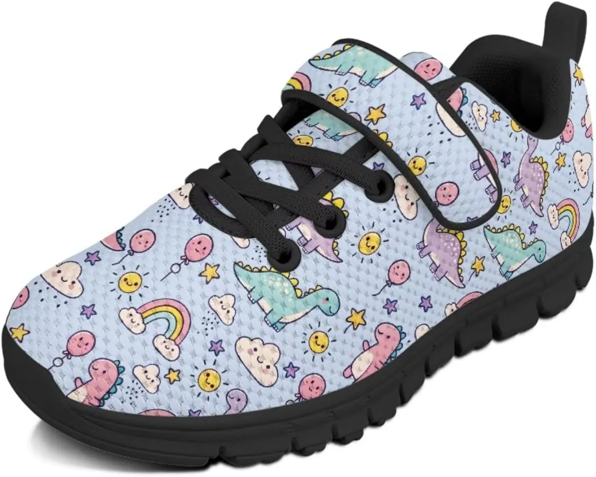 Kids Animal Print Shoes for Girls School Single Buckle Sneakers Breathable Lightweight Walking Running Shoes