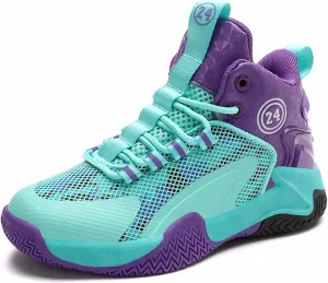 Kids Basketball Shoes Boys Cushion Sneakers Non-Slip Outdoor Sports Shoes Comfortable Girls Lightweight Breathable Walking Running Shoes Tennis Sneakers