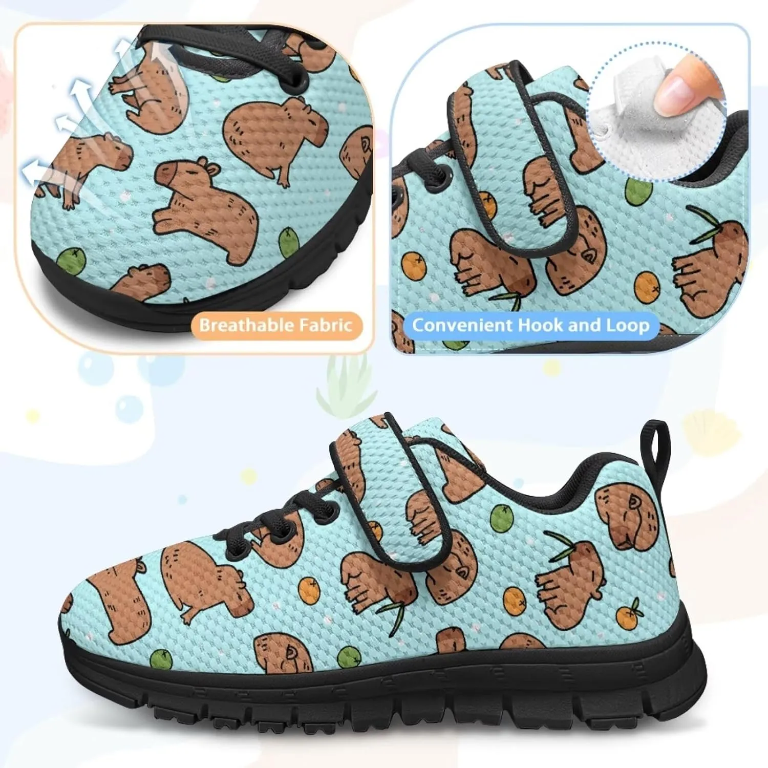 Kids Cute Sneakers for Girls School Single Buckle Sports Shoes Breathable Lightweight Walking Running Shoes