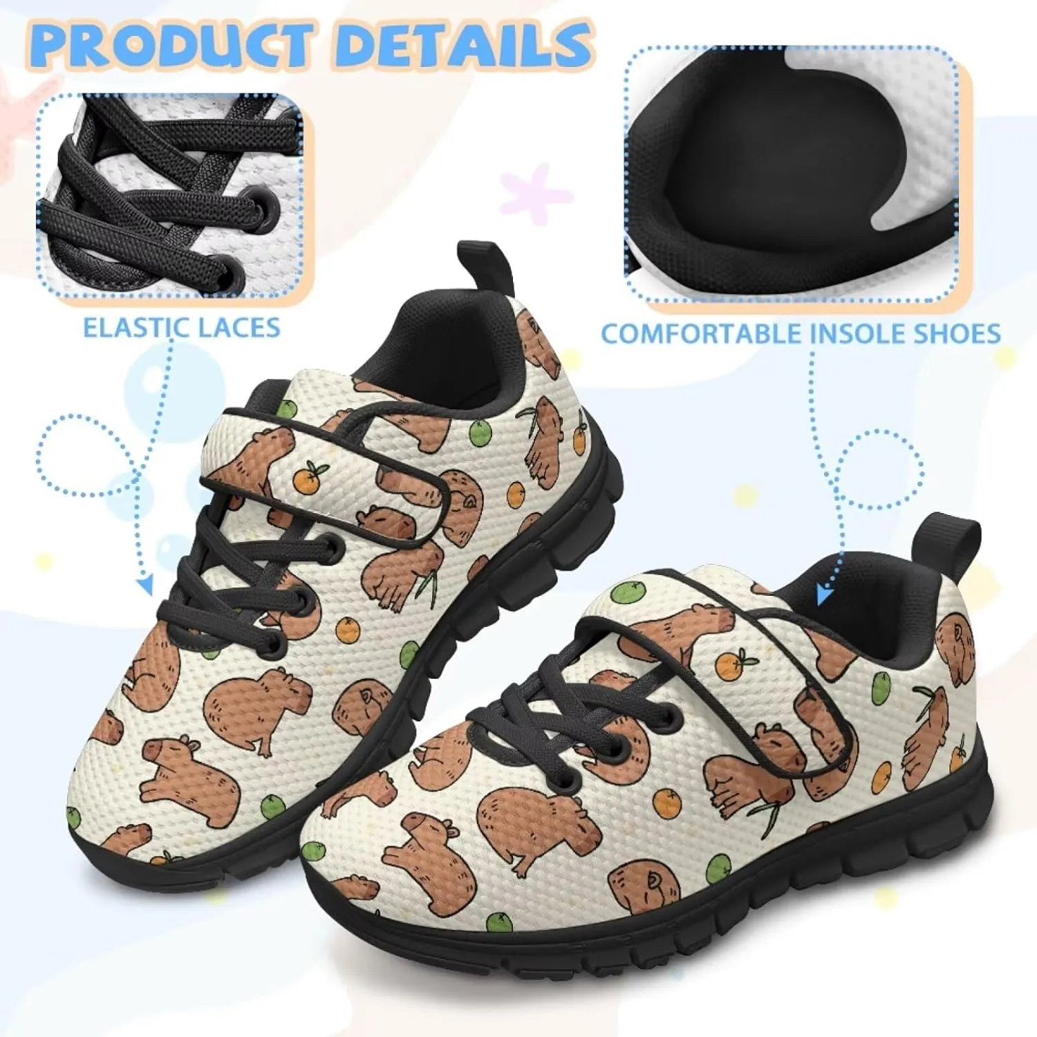 Kids Cute Sneakers for Girls School Single Buckle Sports Shoes Breathable Lightweight Walking Running Shoes