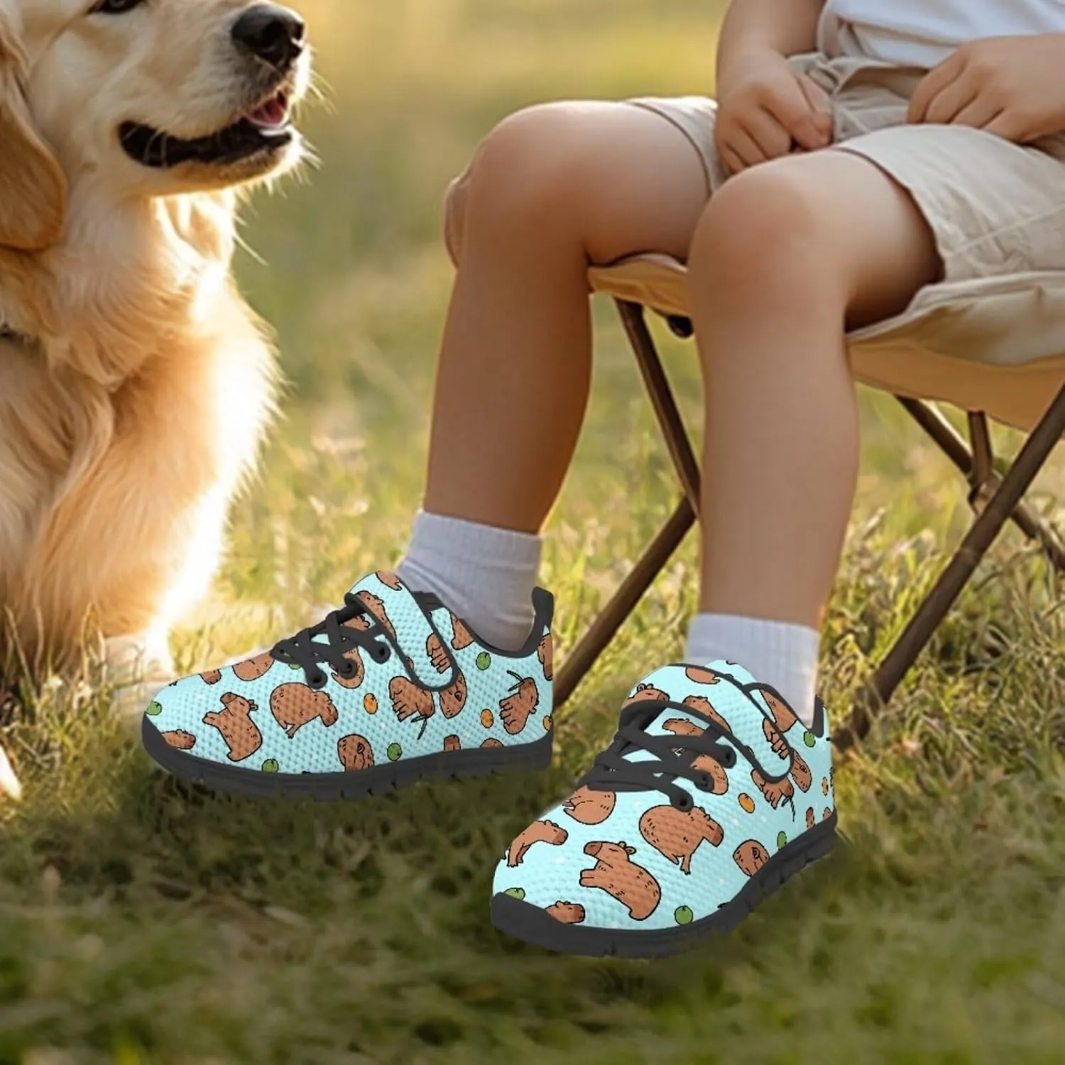 Kids Cute Sneakers for Girls School Single Buckle Sports Shoes Breathable Lightweight Walking Running Shoes