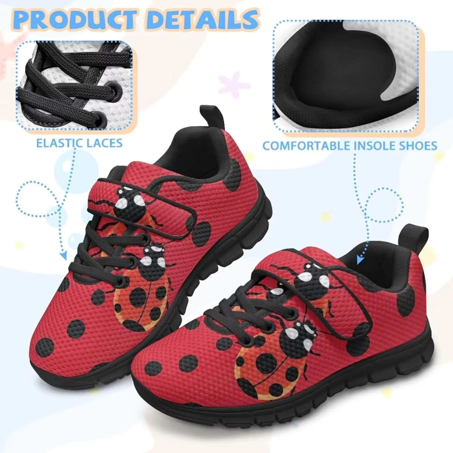 Kids Cute Sneakers for Girls School Single Buckle Sports Shoes Breathable Lightweight Walking Running Shoes