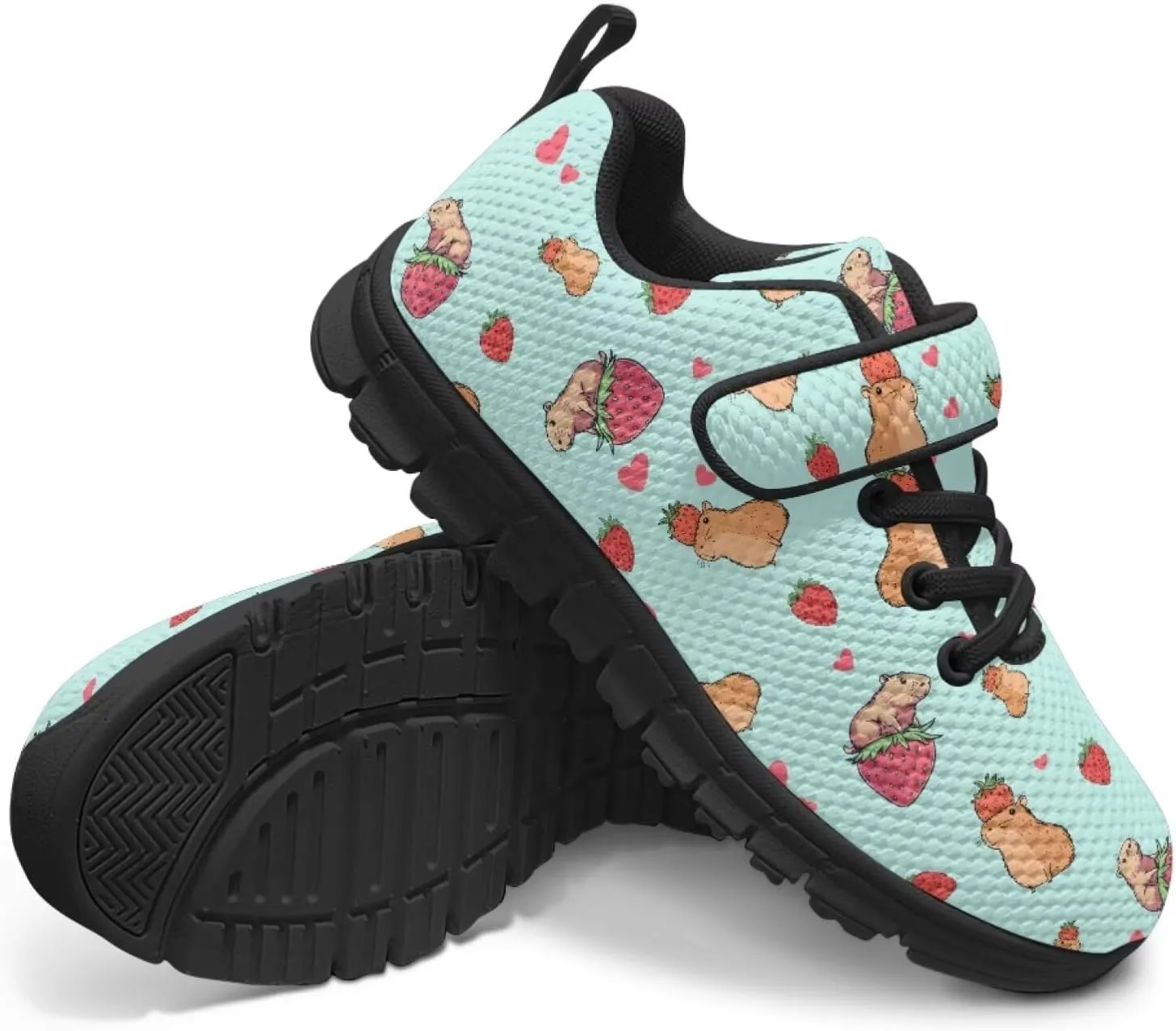 Kids Cute Sneakers for Girls School Single Buckle Sports Shoes Breathable Lightweight Walking Running Shoes