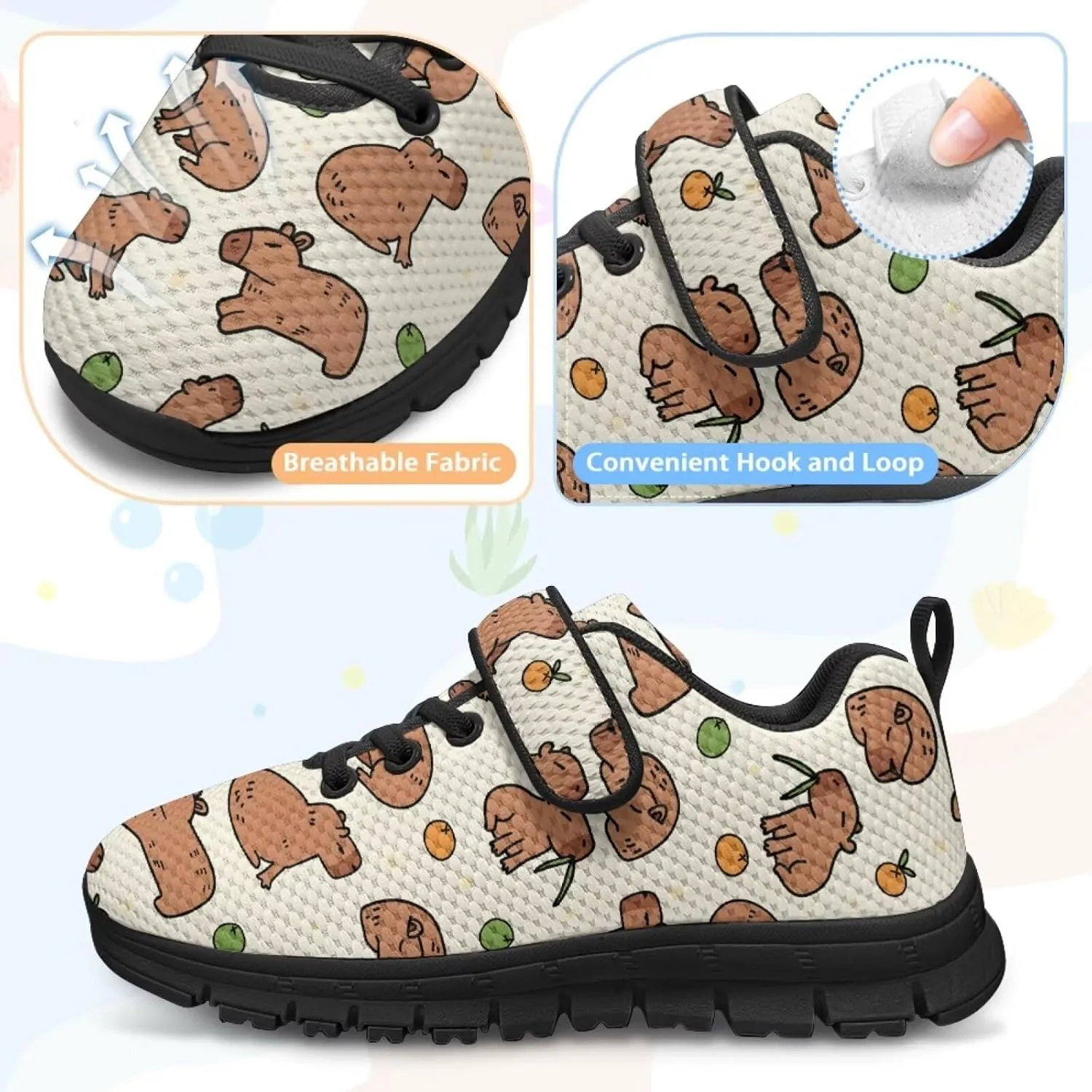 Kids Cute Sneakers for Girls School Single Buckle Sports Shoes Breathable Lightweight Walking Running Shoes