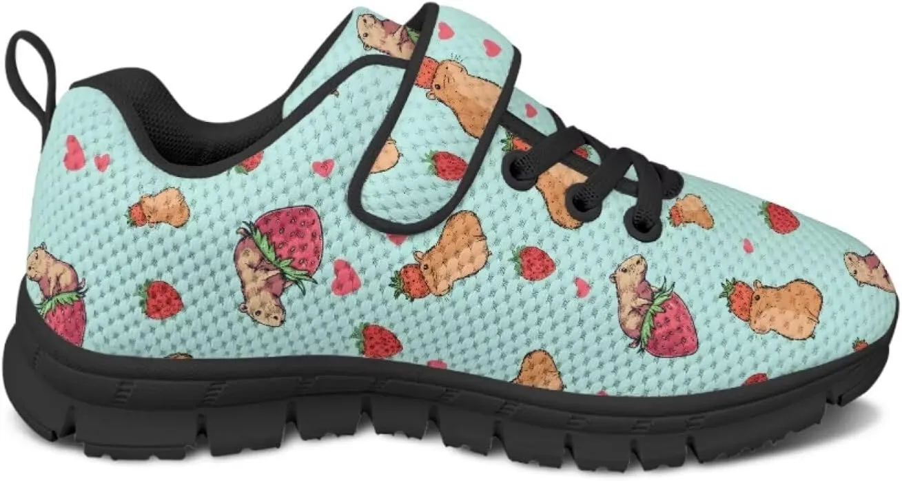Kids Cute Sneakers for Girls School Single Buckle Sports Shoes Breathable Lightweight Walking Running Shoes